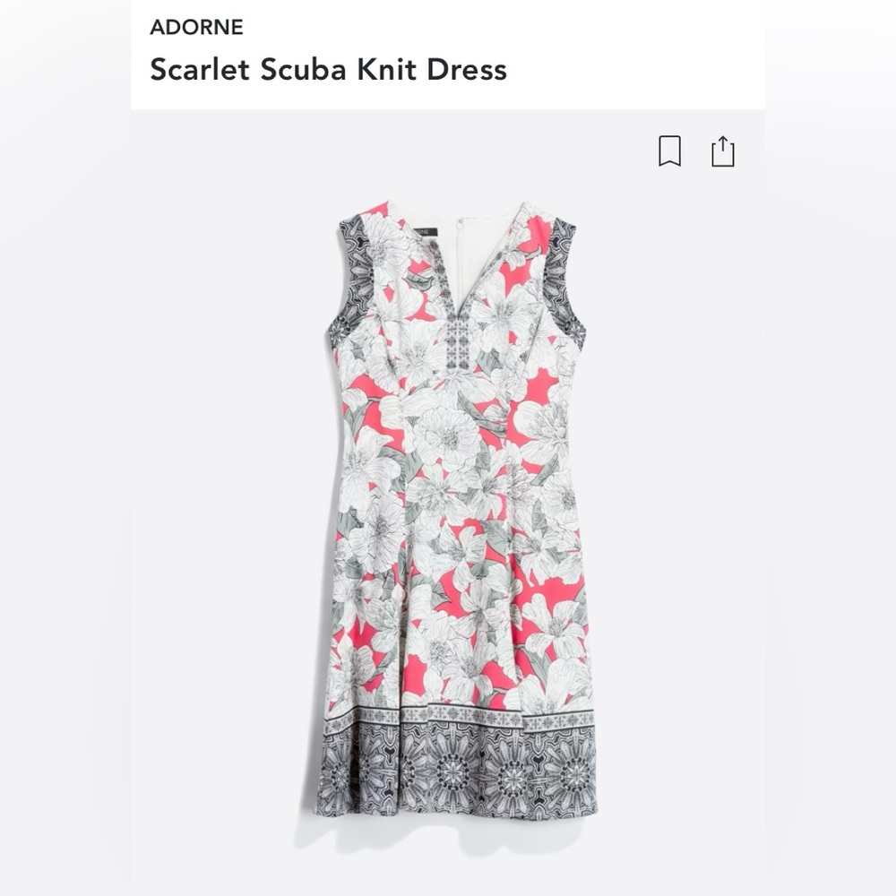 ADORNE Scarlet Scuba Knit Dress | Size 6 | Coral